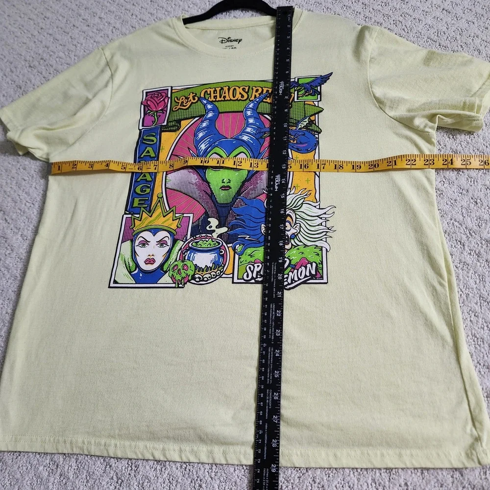 Disney Villains Let Chaos Reign Graphic Tee Yellow Maleficent Cruella XL - Picture 6 of 8